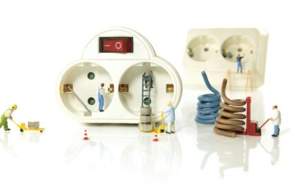 electricity work through miniatures as a concept for an electricity shop